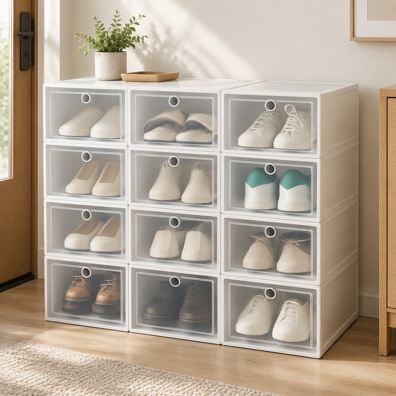 Shoe Box Display - 투명한 접이식 신발 상자, 6개 세트로