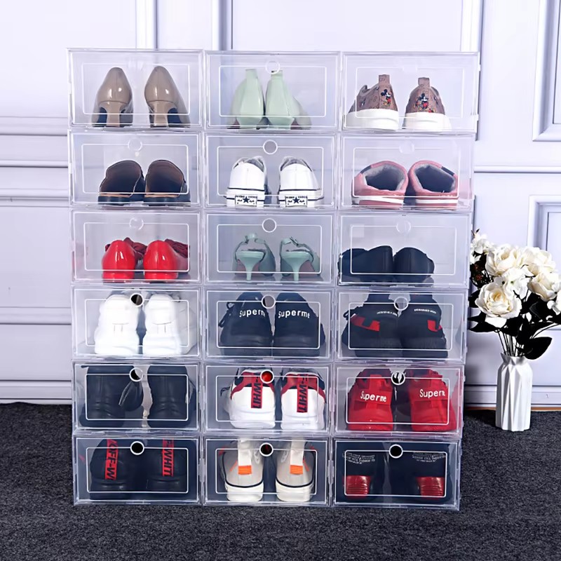 투명한 접이식 신발 상자, 6개 세트로 구성되어 쌓아서 - Shoe Box Display 리뷰 및 가격