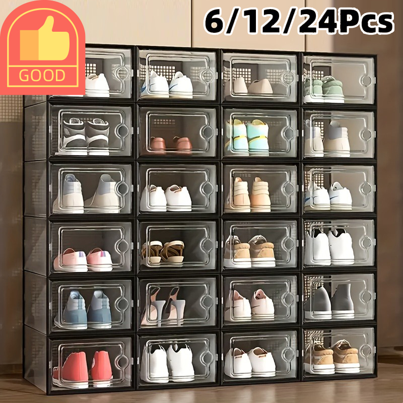 6/12/24개입 두꺼운 투명 신발 보관함(뚜껑 포함) - Shoe Box Display 리뷰 및 가격
