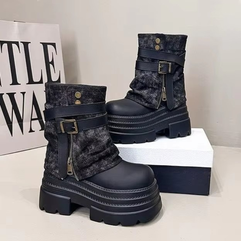 10CM 가을 청키 숏부츠 여성 하이힐 패션 2026  - Sneaker Zone 리뷰 및 가격