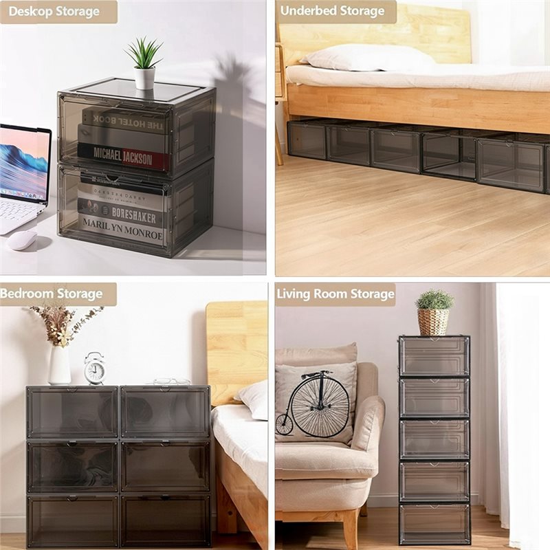 B84B 전면 개폐식 신발 상자, 6개 세트, 투명 덮 - Shoe Box Display 리뷰 및 가격